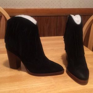 Sam Edelman Black Fringe Western Bootie